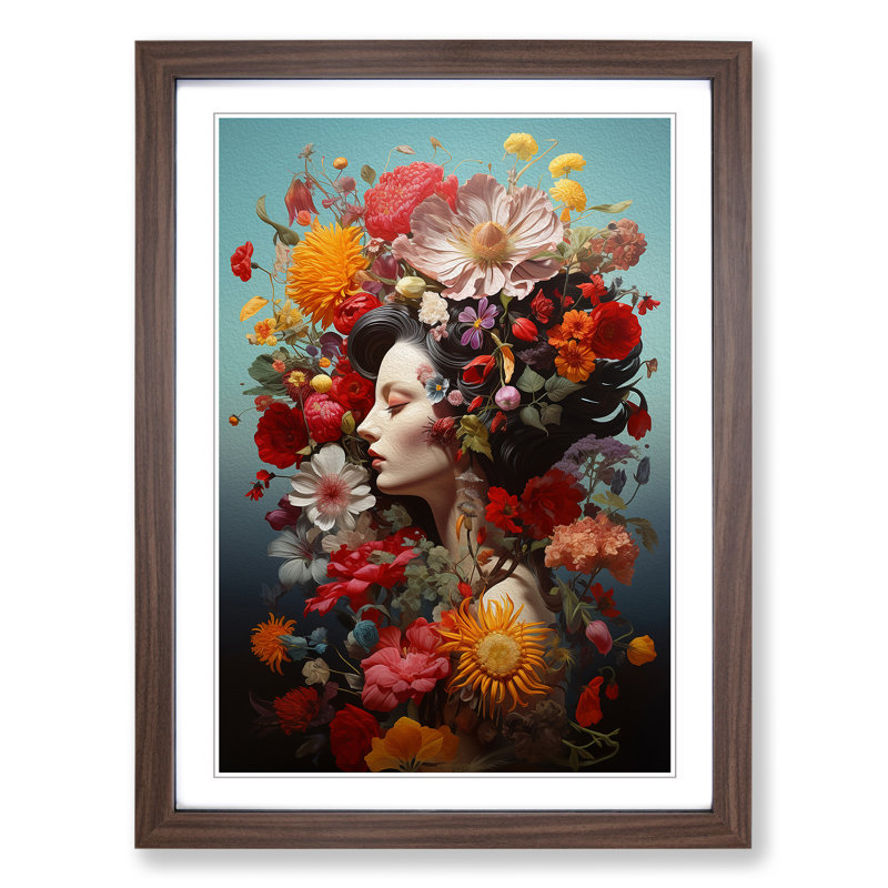 Single Picture Frame Print on Wood, 64cm H x 46cm W, Walnut Framed