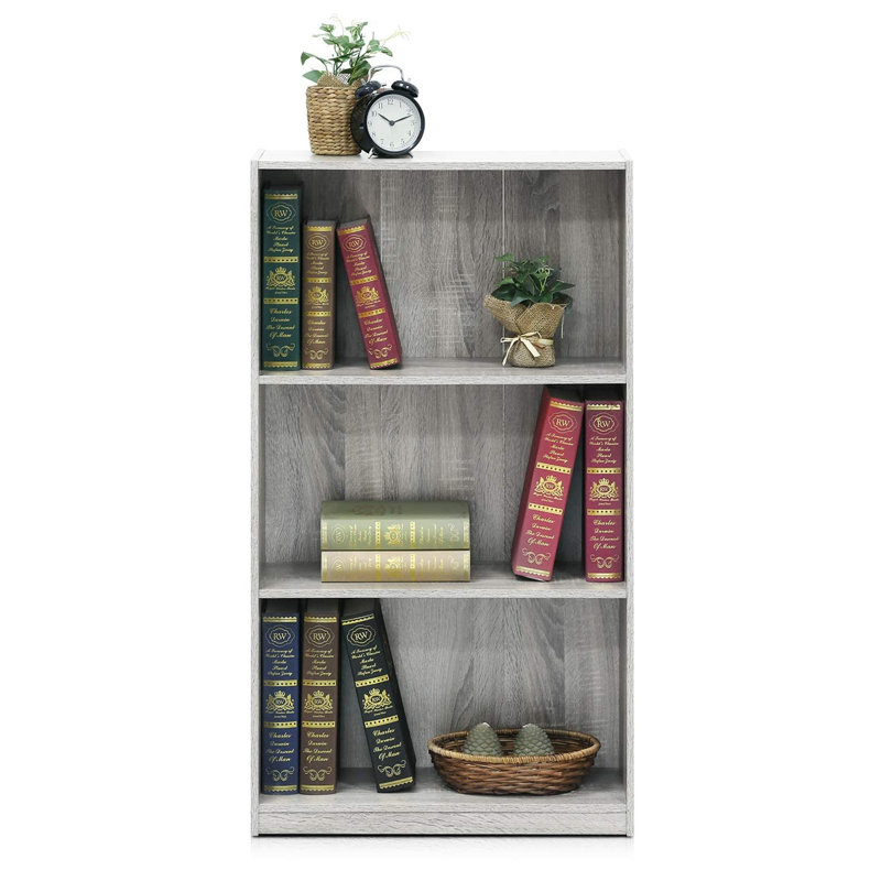 Kylee Bookcase, (3 Shelves) 100cm H x 55.2cm W x 23.5cm D, Grey