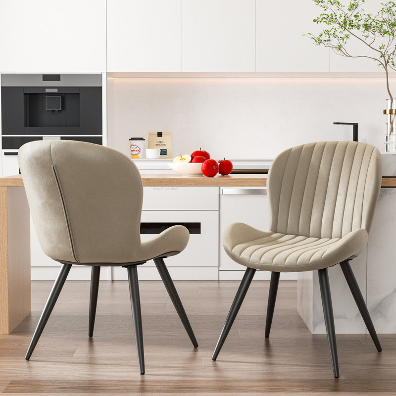 Upholstered Dining Chairs in Scandinavian Style, Beige Faux Leather, 2