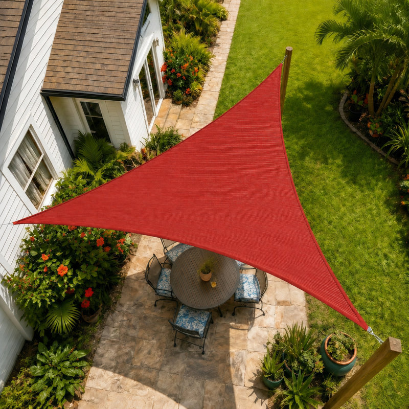 Voile d'ombrage triangulaire droit Amgo 200 g / m², blocage UV 95%, Rouge, 10 ft. x 10 ft. x 14 ft.