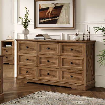 9 Drawer Dresser for Bedroom,Drawer Chest Dresser, Wooden Storage Dresser by Gracie Oaks