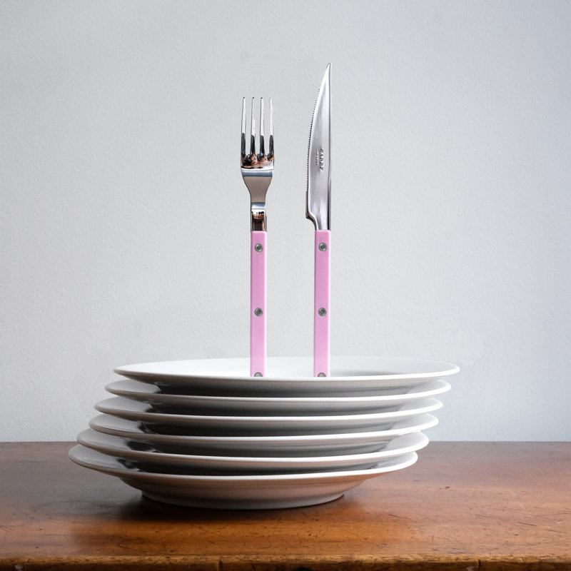 Bistrot Solid 4 - Piece Stainless Steel Flatware Set - Service for 1, Pink