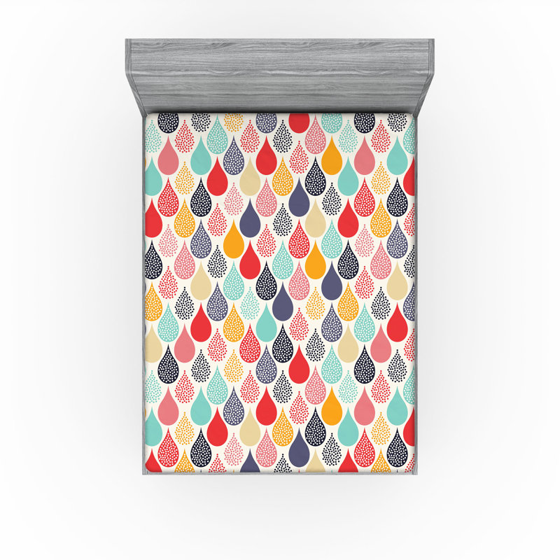 Drap-housse Ambesonne, paquet de 2, Drap-housse grand, Rouge / jaune / géométrique leu