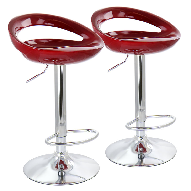 Duguay Swivel Adjustable Height Counter Stool with Metal Frame, Cherry