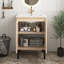 Meuble-lavabo moderne en chêne de 24 po avec lavabo en céramique blanche, portes à fermeture en douceur et structure autoportante pour plus de stabilité-246934028-246934026