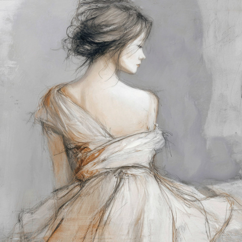 «Elegant Muse», art romantique sur toile tendue, H 40 po x l 40 po