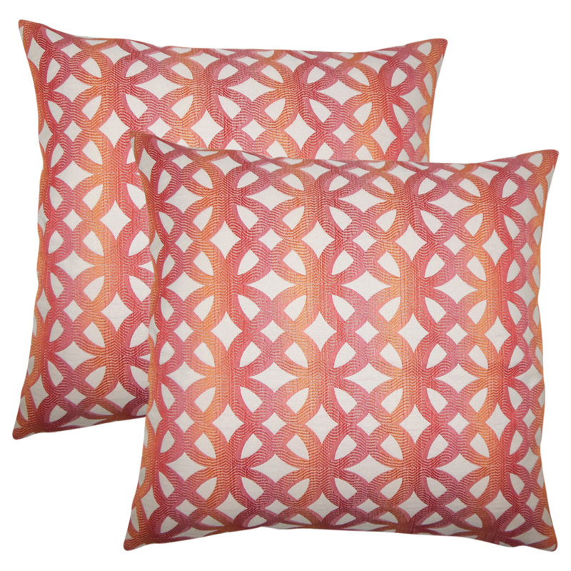 Coussin décoratif géométrique, Corail
