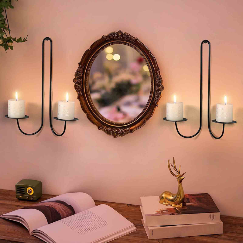 Bougeoirs muraux en métal Bougeoirs muraux modernes Bougeoirs muraux suspendus pour le salon Maison de campagne Foyer de mariage