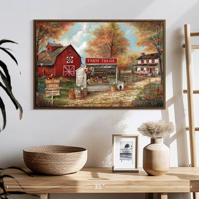Autumn Farm Fresh, 25" X 17", Floating Frame Walnut