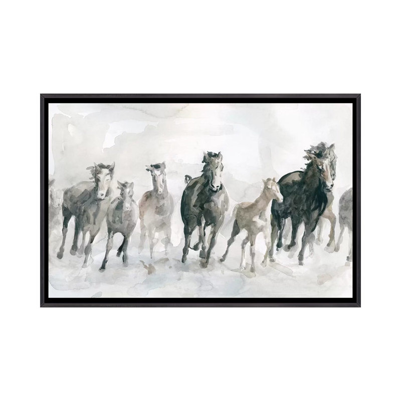 " Running Wild " by Carol Robinson, No Mat, Distressed Black Framed Canvas, 26" H x 40" W x 1.5" D