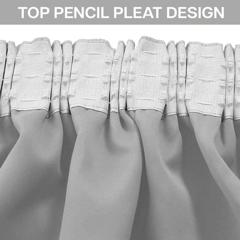 Premium Pencil Pleat Blackout Curtains 100% Light Blocking Thermal Window Drapes, Light Grey, 228cm Width x 183cm Drop