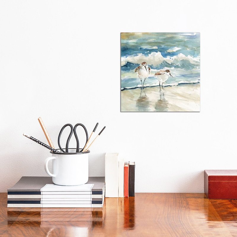 «Beach Birds» par Carol Robinson - reproduction d'art, H 26 po x l 26 po, Sans cadre, Toile tendue
