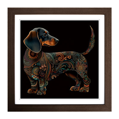 Dachshund Paisley Art - Framed Print