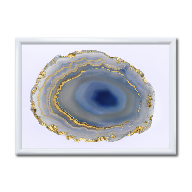 «Golden Water Agate», reproduction sur toile encadrée, Cadre blanc, H 20 po x l 20 po x P 1 po