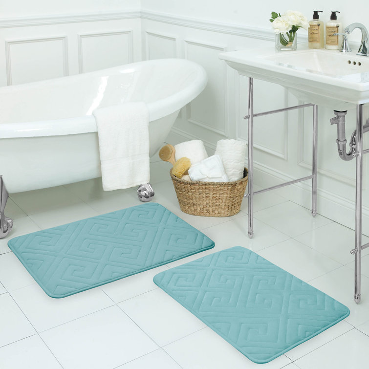 Bisa Large Premium Micro Plush Rectangle Memory Foam Non-Slip 2 Piece Bath Rug Set Mercer41 Color: Aqua