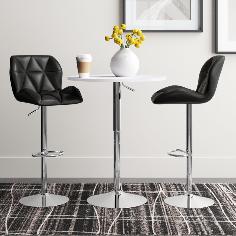 Stewartsville 3-Piece Pedestal Faux Leather Dining Set, Black, White
