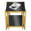 Table de bout carrée à la mode de 20 po avec verre noir et acier inoxydable doré pour le salon et la chambre à coucher