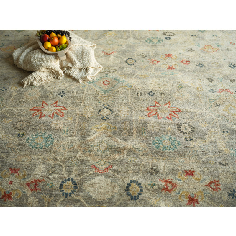Oxford Hand-knotted Ghazni Wool, Gray Area Rug, Rectangle 6' x 9'