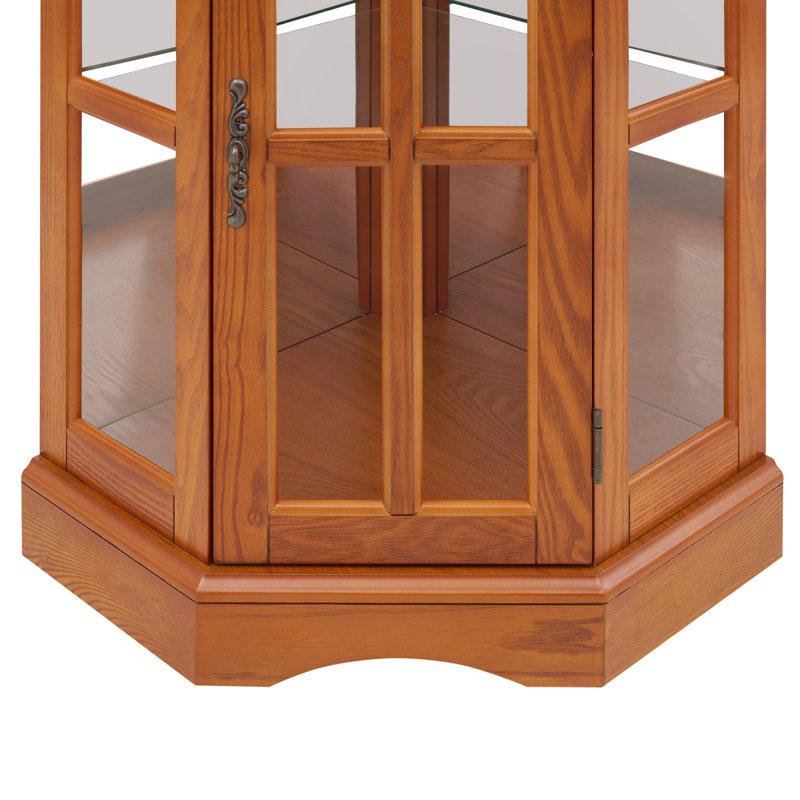 Vitrine de coin, 5 tablettes, Brun