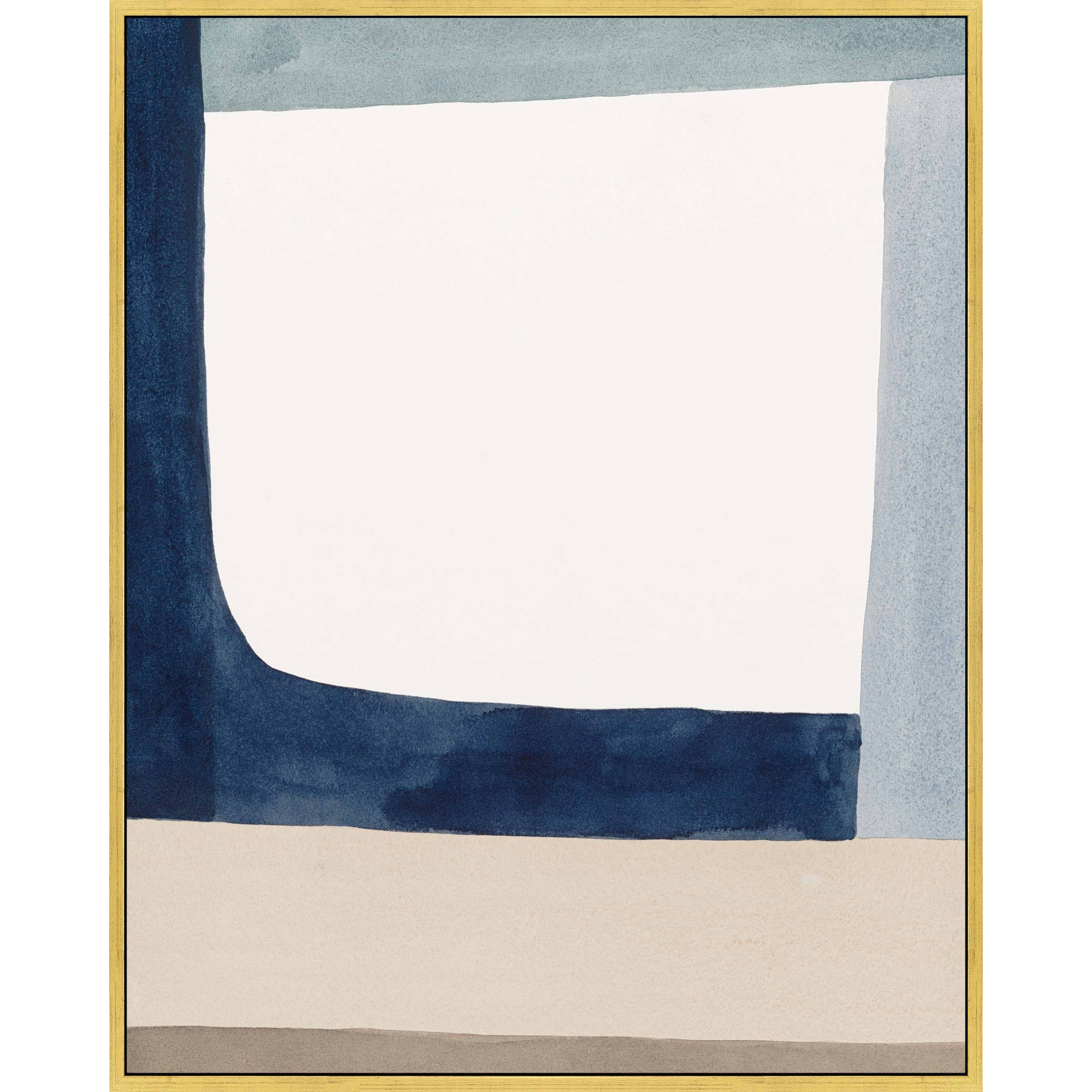 Composition In Blue 1 by Julia Balfour, Gold Framed Canvas, 20" H x 16" W x 1.38" D