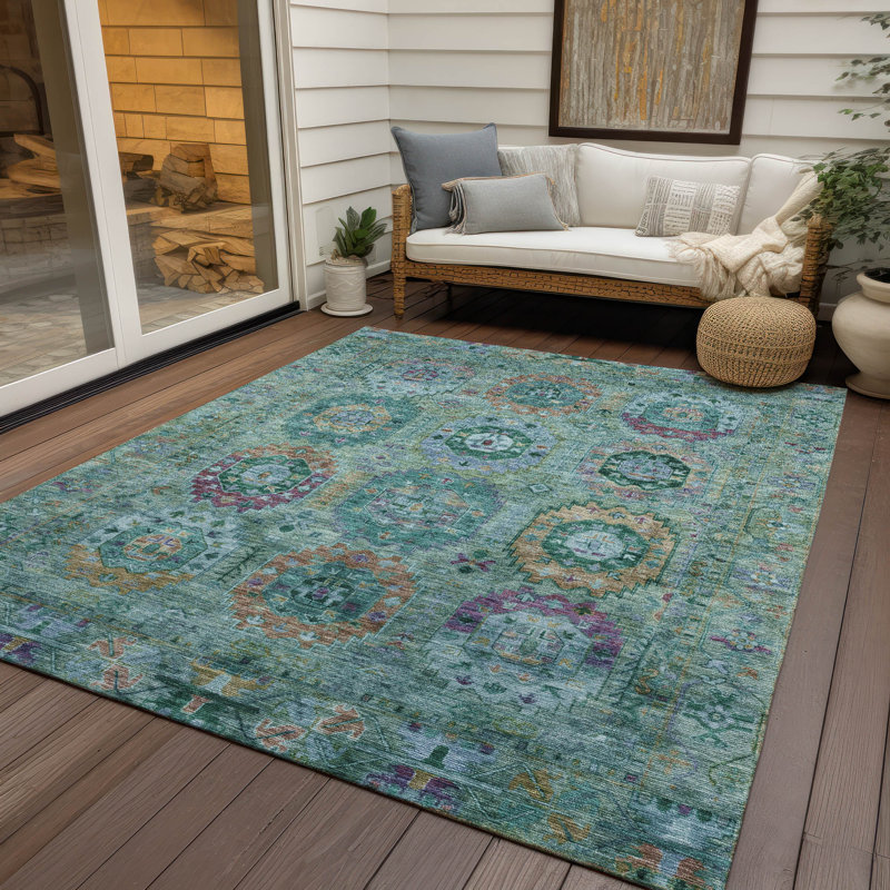Tapis intérieur / extérieur lavable à la machine Bernadette ACN2228, Rectangle 10 pi x 14 pi