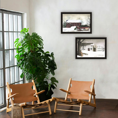 2 Christmas Time Wall Art, Black Framed For Home Decoration, Made In With Wood And Paper Ornament Home,