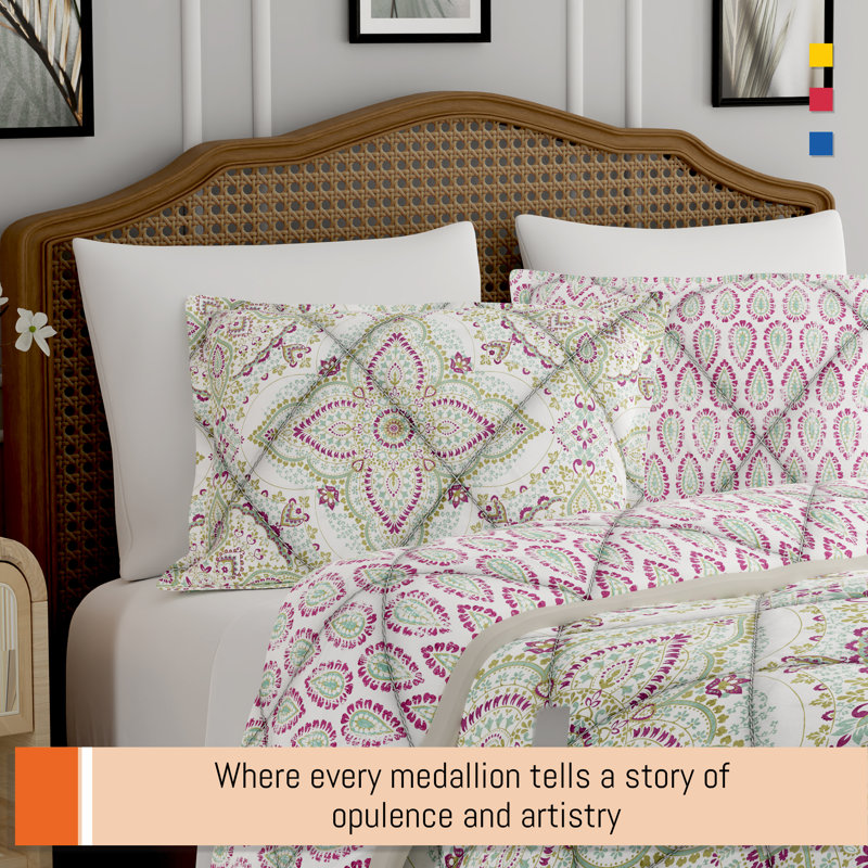 Traditional Utility Color Sense 100% Cotton Percale Printed Jaipur 3-Piece Quilt Set