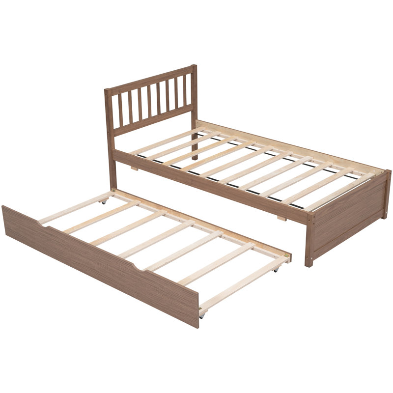 Lit plateforme simple avec lit gigogne en noyer - Améliore la fonction et le style de la chambre à coucher