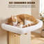 Lit mural double pour chat, tablette flottante en bois naturel avec 2 coussins blancs moelleux, plateforme de couchage murale surélevée pour chatons et chats adultes