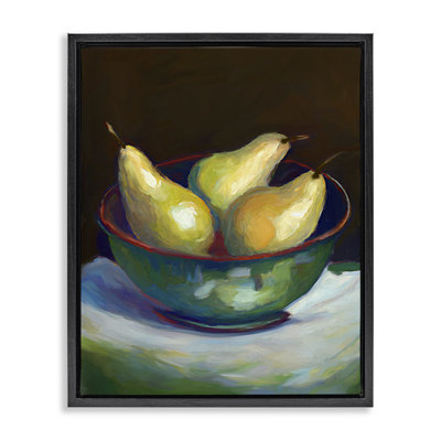 Traditional Pear Bowl Framed Floater Canvas Wall Art by Ramona Murdock