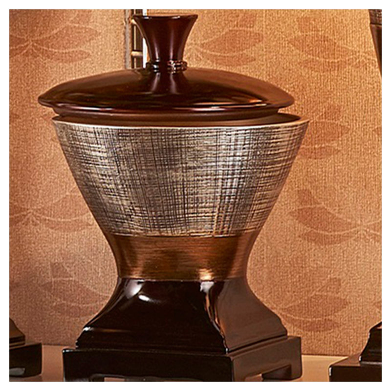 Boîte à bijoux décorative Naomi de 25 cm de haut en polyrésine, motif égyptien, finition espresso