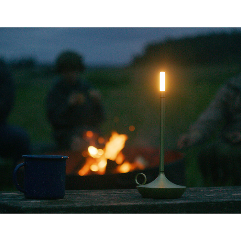 Candle-Inspired Portable Rechargeable Lamp - Wick, 10.2" H x 4.7" W x 4.7" D, Brass