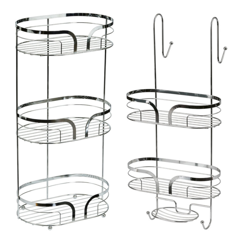 Dante Steel Freestanding Bathroom Shelves, Chrome