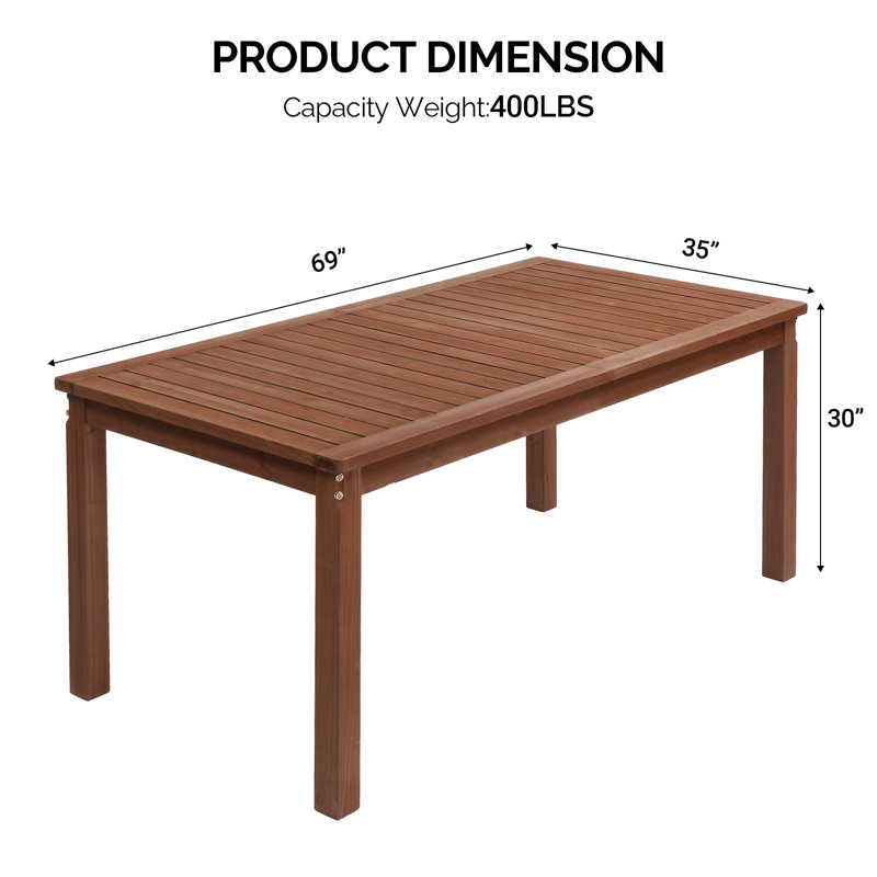 Patio 6-Person Solid Wood Dining Set