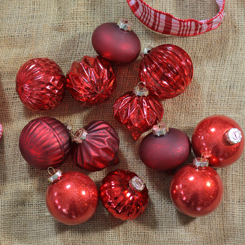 Ensemble d'ornement de Noël 12 carats, Rouge