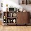 Buffet de 55 po avec rangement, porte coulissante et tablette réglable, console de bar moderne pour la cuisine, vestibule, noyer