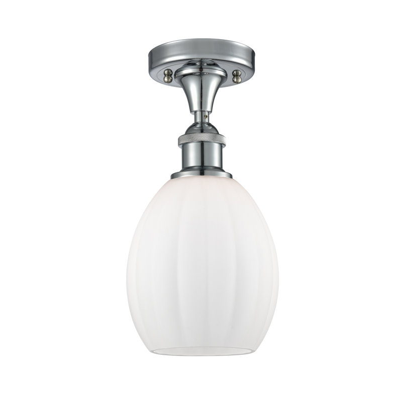 Plafonnier semi-encastré à 1 lumière 6 po Bolduc, Chrome poli, Blanc mat, Ampoule DEL 6 watts Vinage