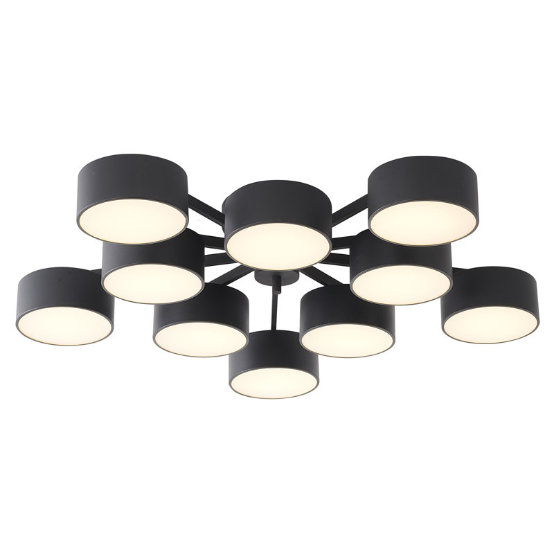 Modern 10 Light LED Black Shade Chandelier, Black