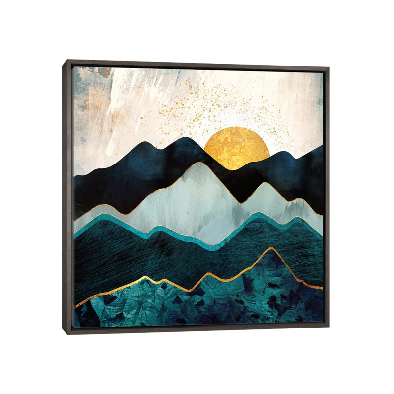 Glacial Hills - impression d'art graphique, 26" H x 26" W x 1.5'' D, Aucun mat, Dark Rustic Wood Framed Canvas
