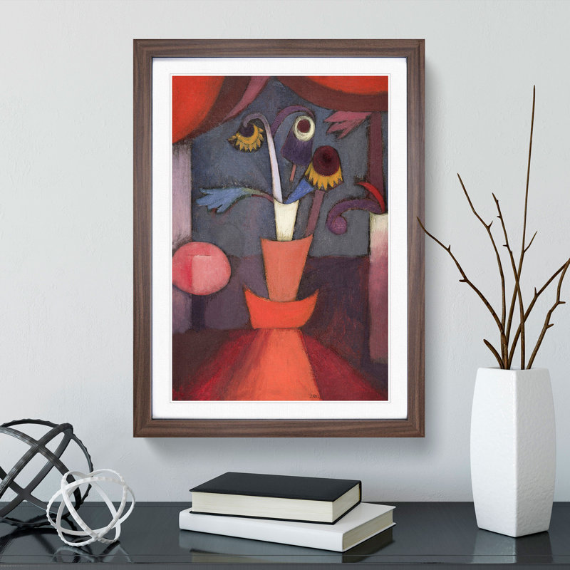 Autumn Flower by Paul Klee - Picture Frame Painting, Walnut Framed, 65cm H x 48cm W x 2cm D
