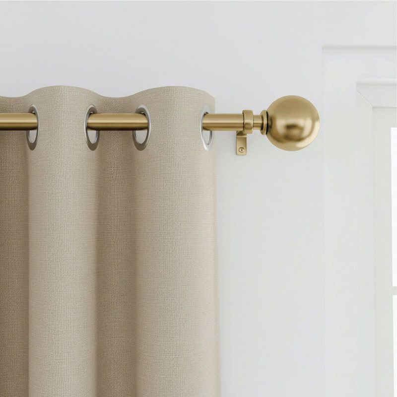 Premium Adjustable Curtain Pole Set with Brass Fittings & Rings., Antique Brass, 120cm - 210cm