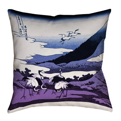 Montreal Japanese Cranes Suede Throw Pillow