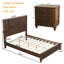 Ensemble de chambre à coucher en bois massif 3 pièces, lit plateforme avec deux tables de chevet-425289003-425289002