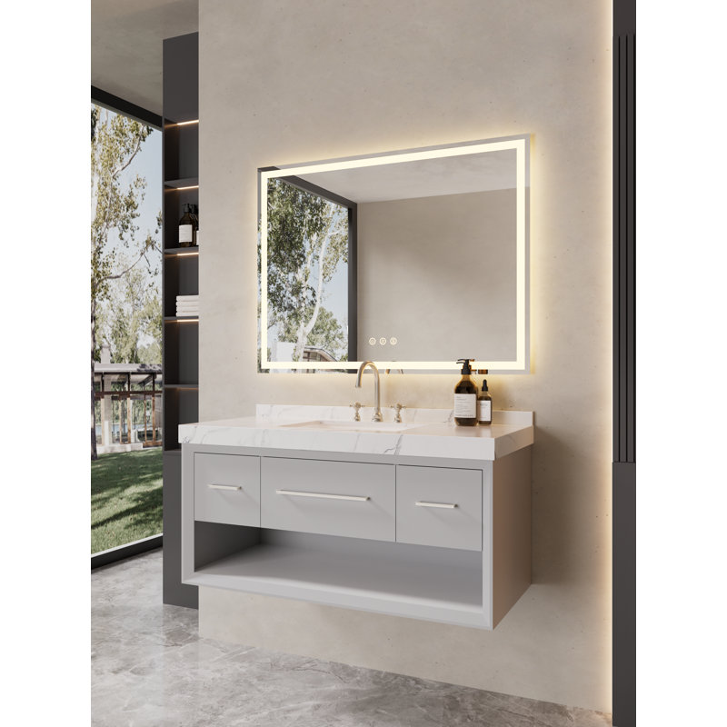 Rectangular Frameless LED Bathroom Vanity Mirror, 36" x 48"