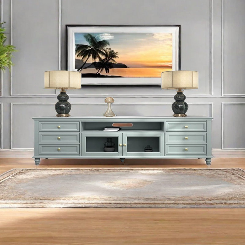 Meuble télé en bois massif léger et luxueux, Île Seymour Nord, Galapagos, H 25,98 po x L 94,48 po x l 15,74 po