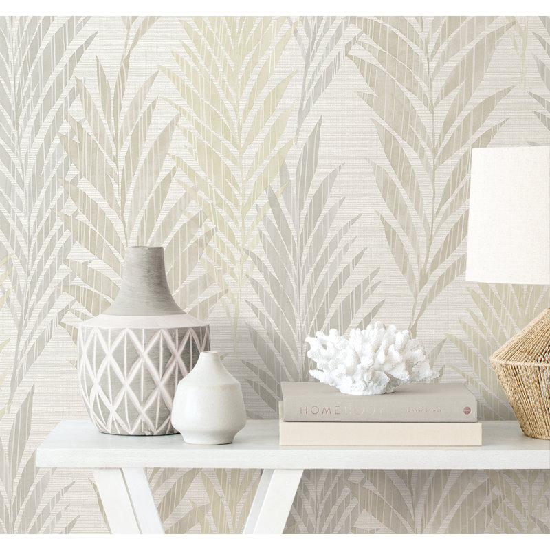 Papier peint floral Dehl, Kaki / lin