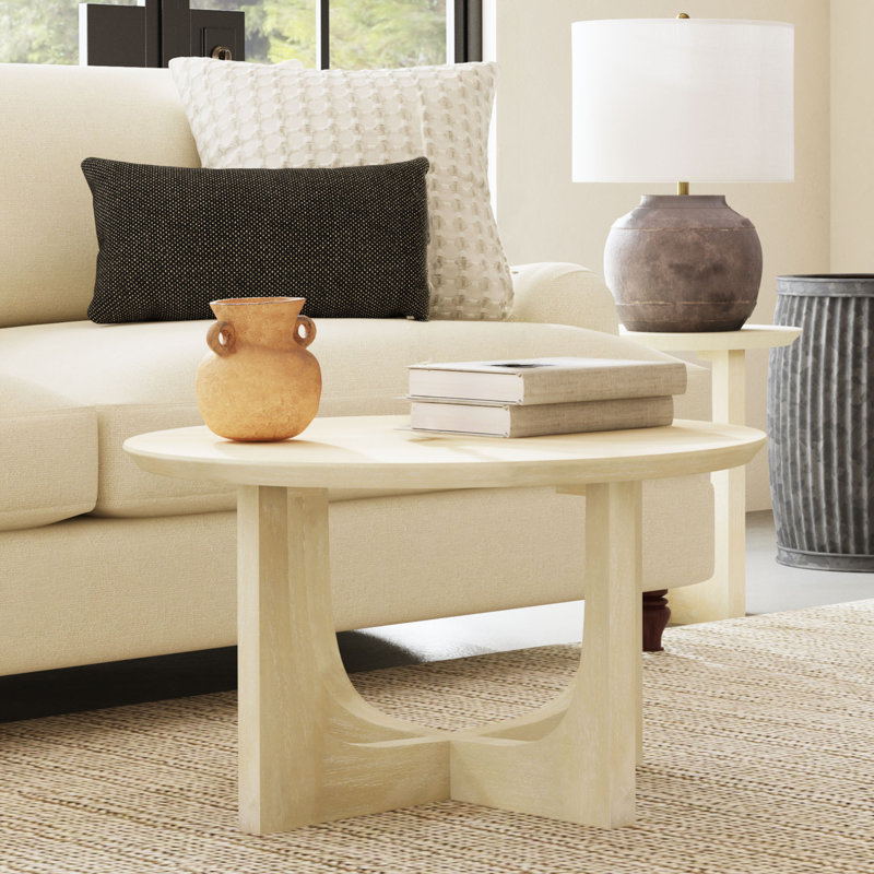 Beige Mango Wood Reverse Arch Side Table