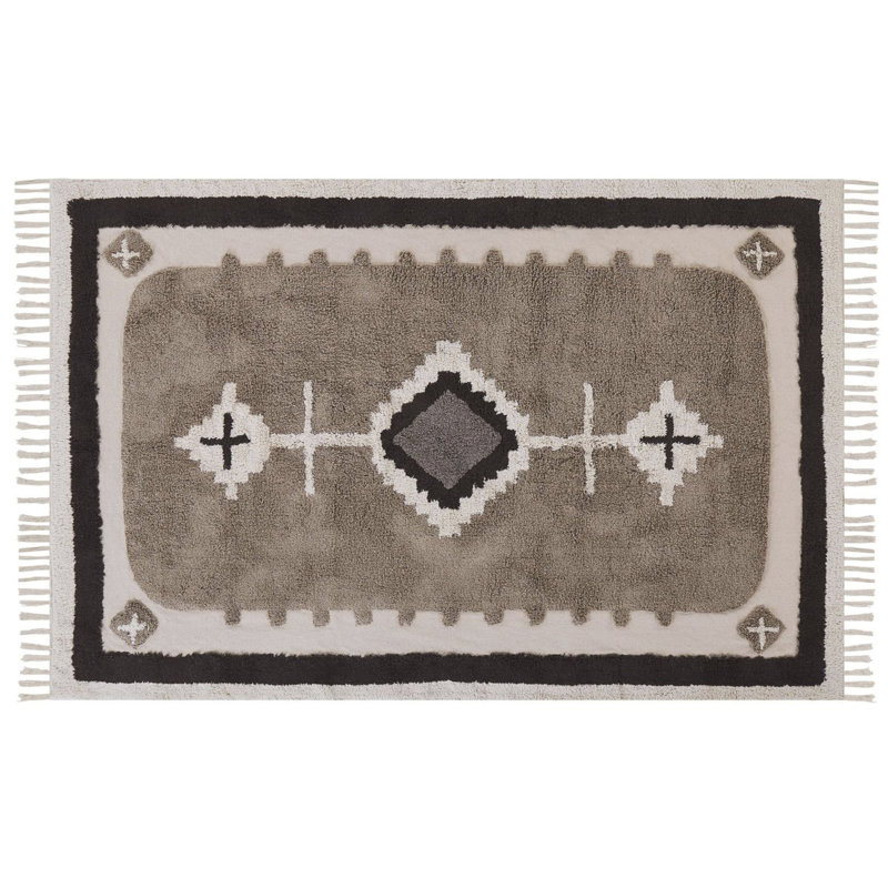 Affonso Geometric Cotton Area Rug, Rectangle 140 x 200cm