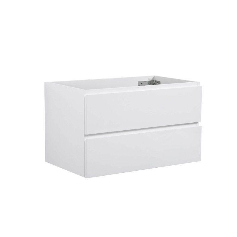 Base de meuble-lavabo mural avec 2 tiroirs (base seulement) , Blanc