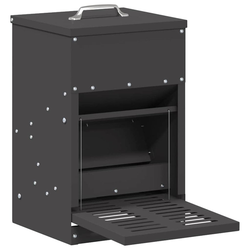 Cold-Rolled Steel Feeder, 40cm H x 25cm W x 42cm D, Black